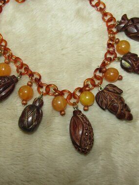 Antique 1930's Bakelite Charm Necklace.